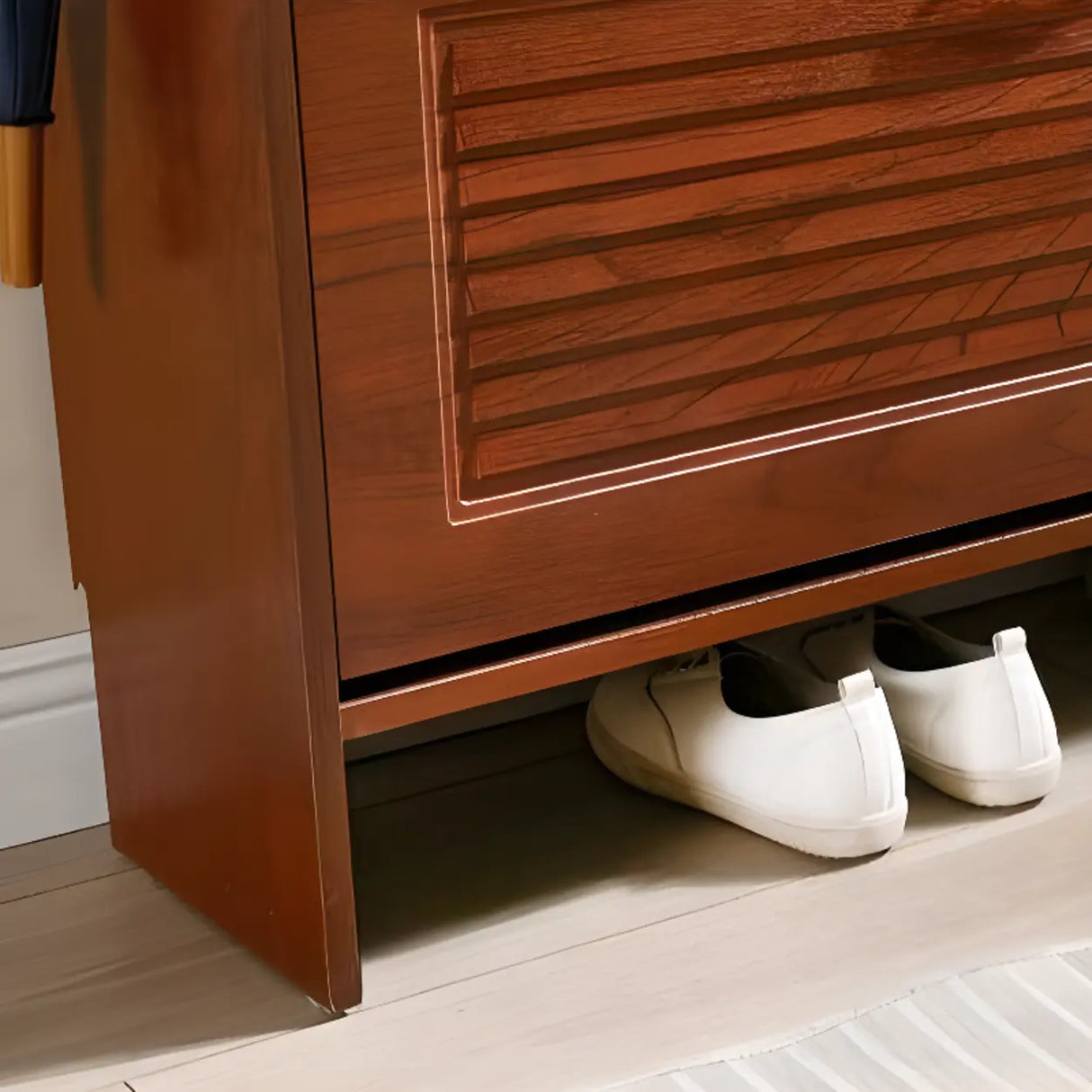 Traditional Rectangular Wood Entryway Brown Shoe Storage Image - 20