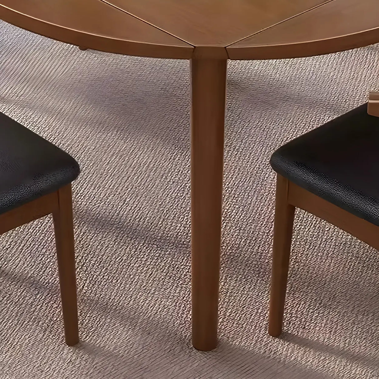 Traditional Round Foldable Wood Dining Table Drop Leaf Image - 13