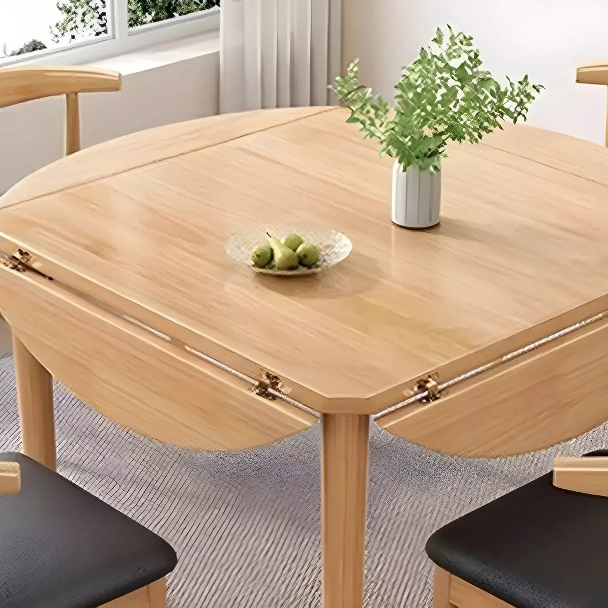 Traditional Round Foldable Wood Dining Table Drop Leaf Image - 15