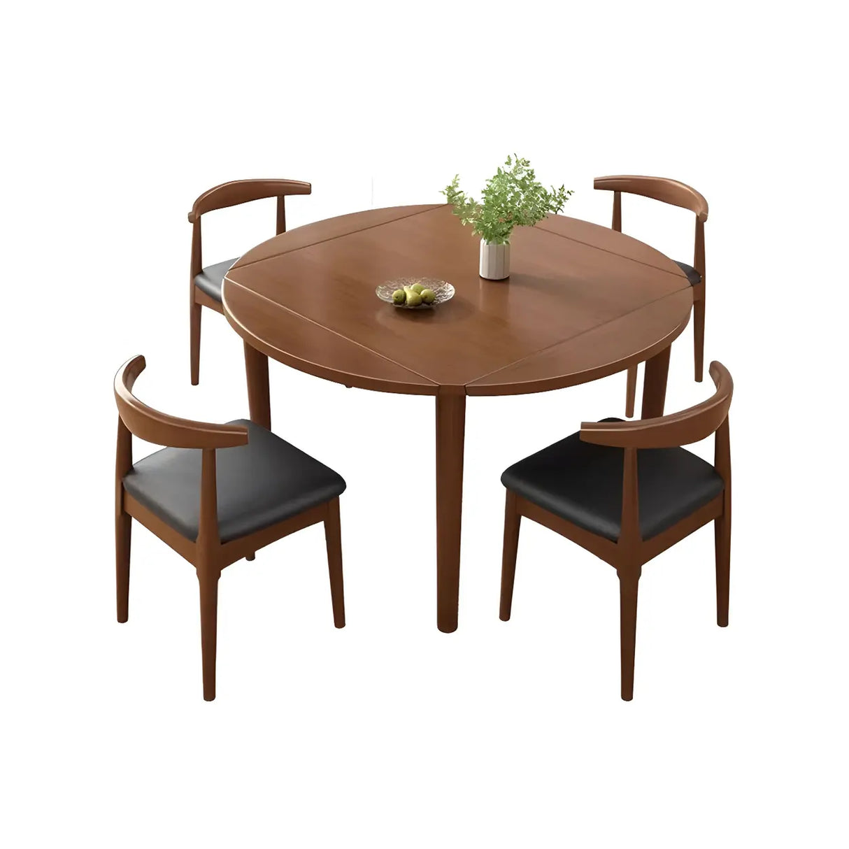 Traditional Round Foldable Wood Dining Table Drop Leaf Image - 7