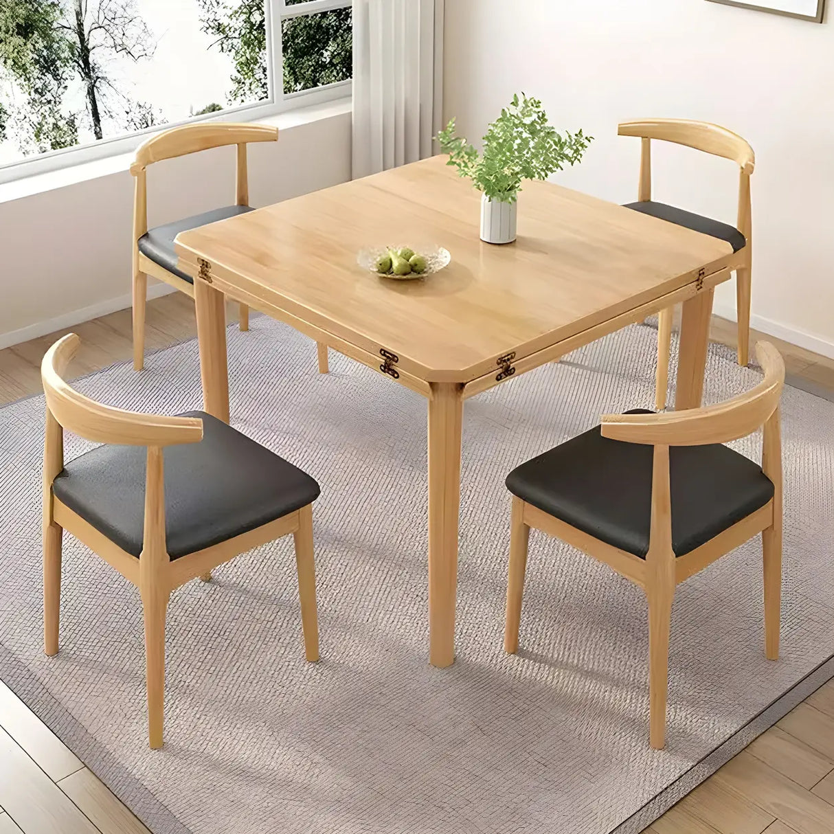 Traditional Round Foldable Wood Dining Table Drop Leaf Image - 9