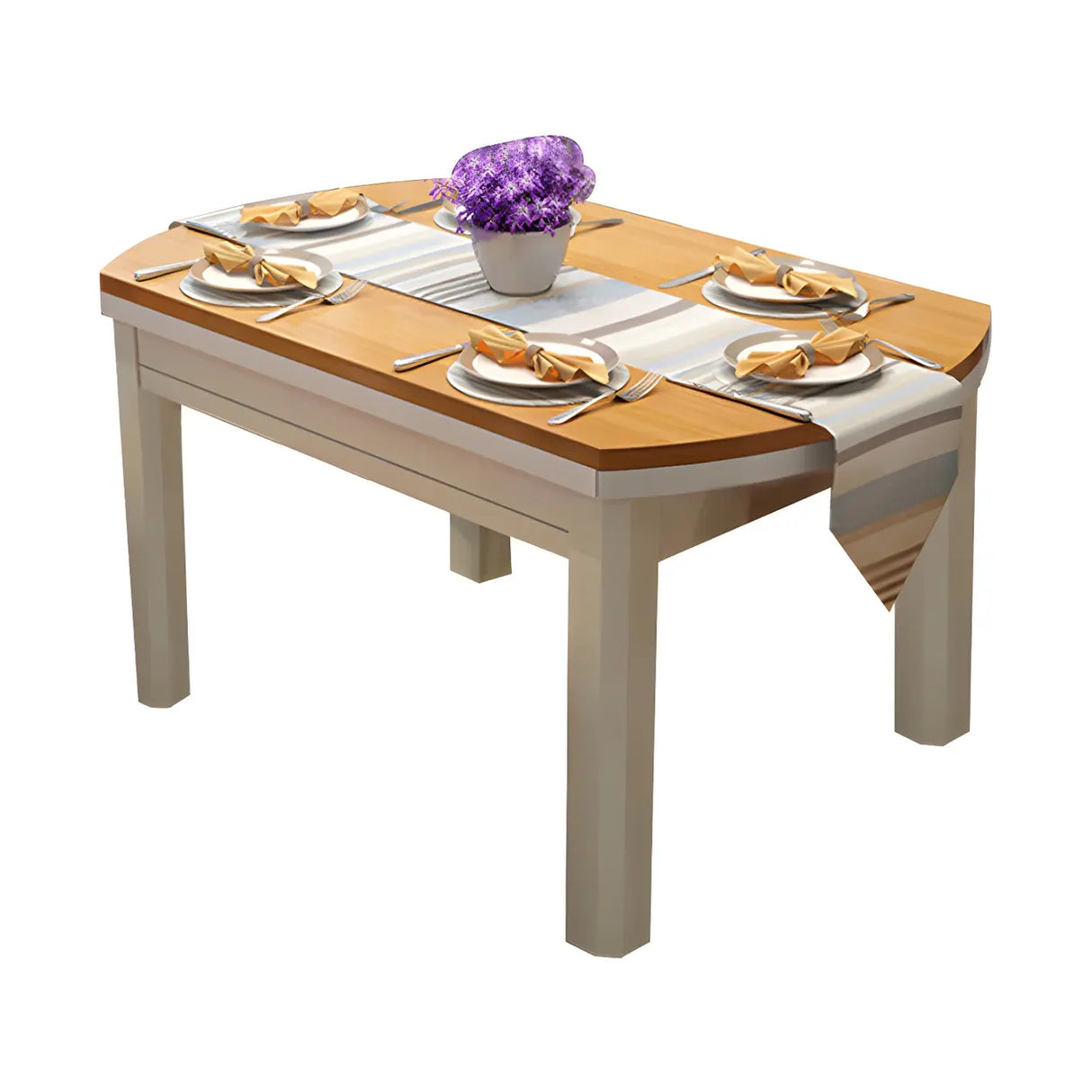 Traditional Round Rubberwood Dining Table Extendable Brown Image - 12