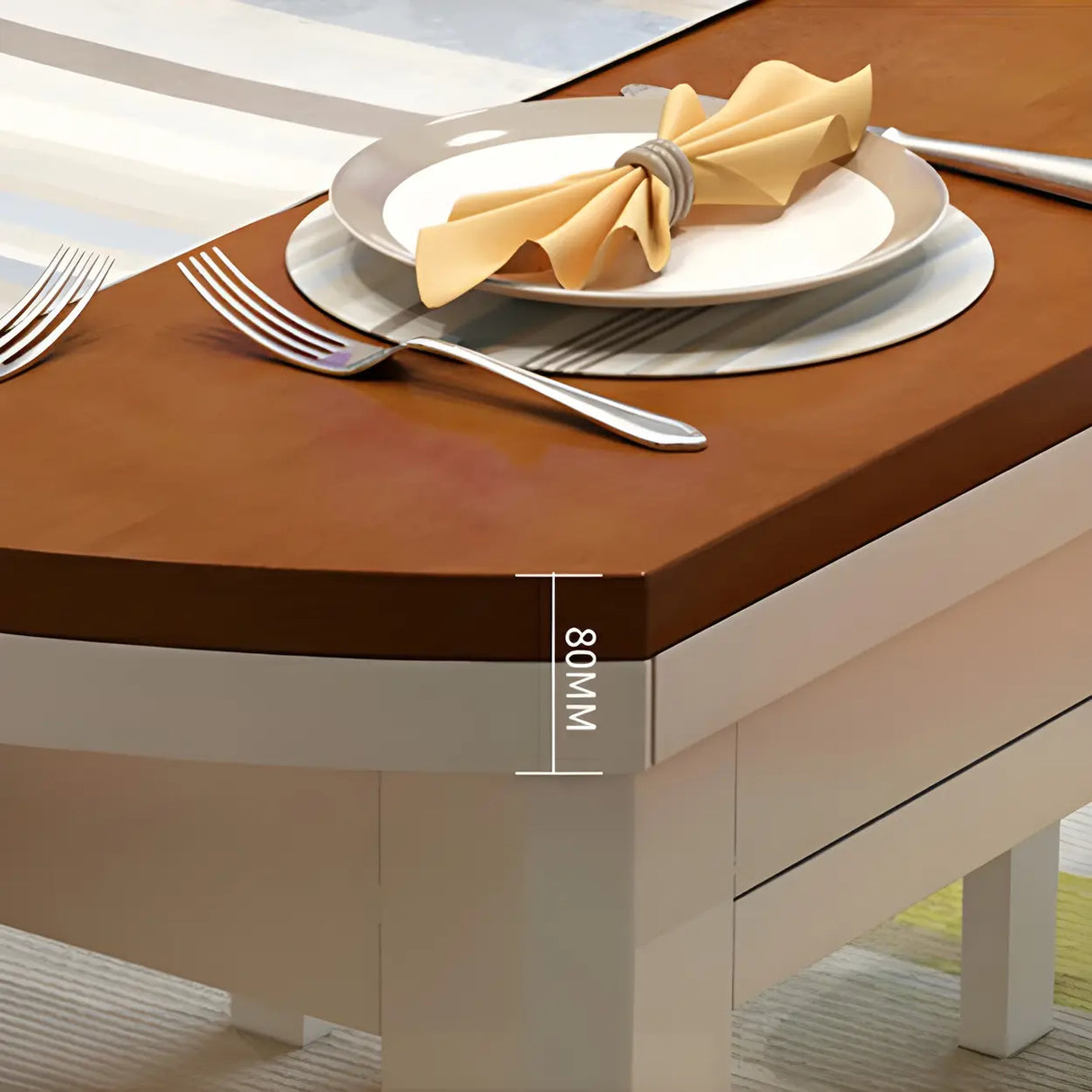 Traditional Round Rubberwood Dining Table Extendable Brown Image - 14