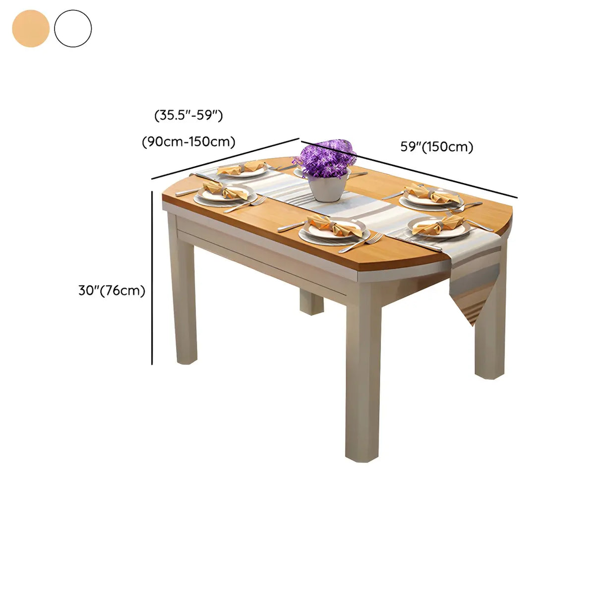 Traditional Round Rubberwood Dining Table Extendable Brown Image - 23