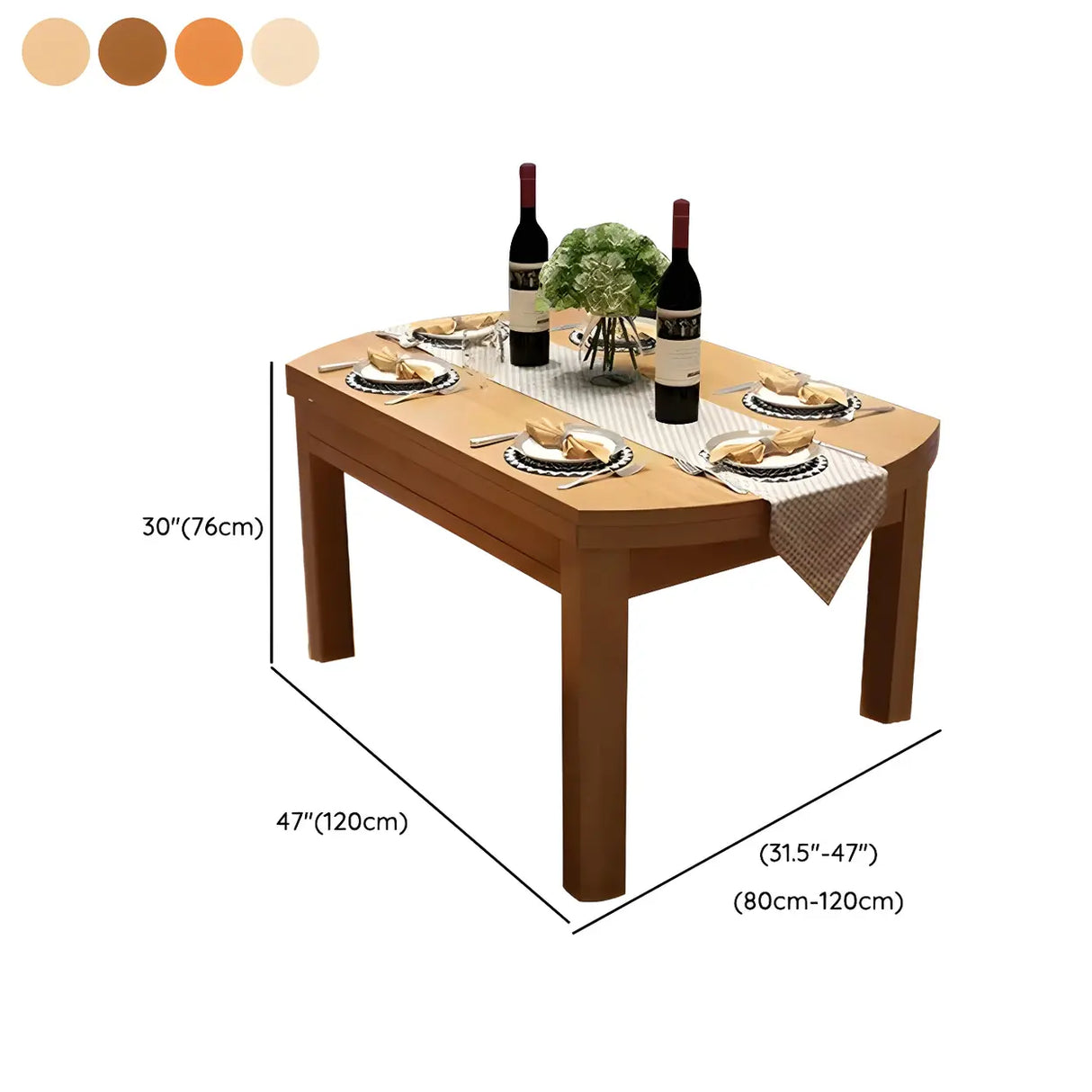 Traditional Round Rubberwood Dining Table Extendable Brown Image - 24
