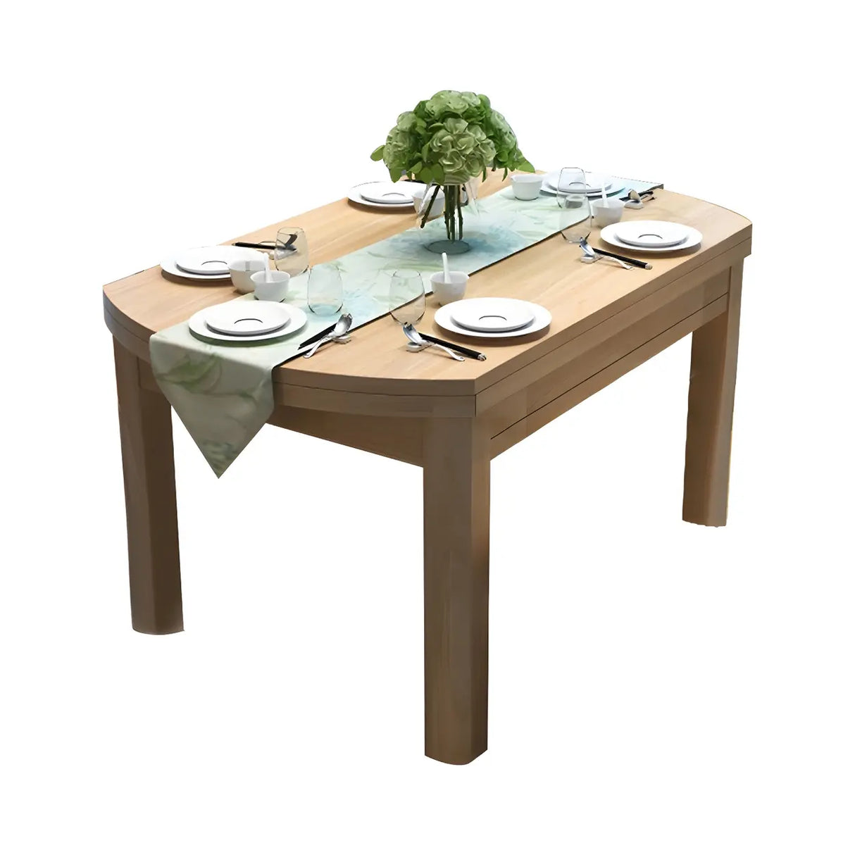 Traditional Round Rubberwood Dining Table Extendable Brown Image - 7