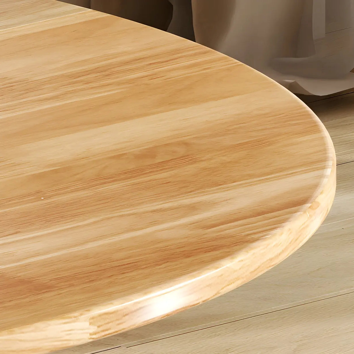 Traditional Round Wood Natural Drop Leaf Dining Table Image - 6