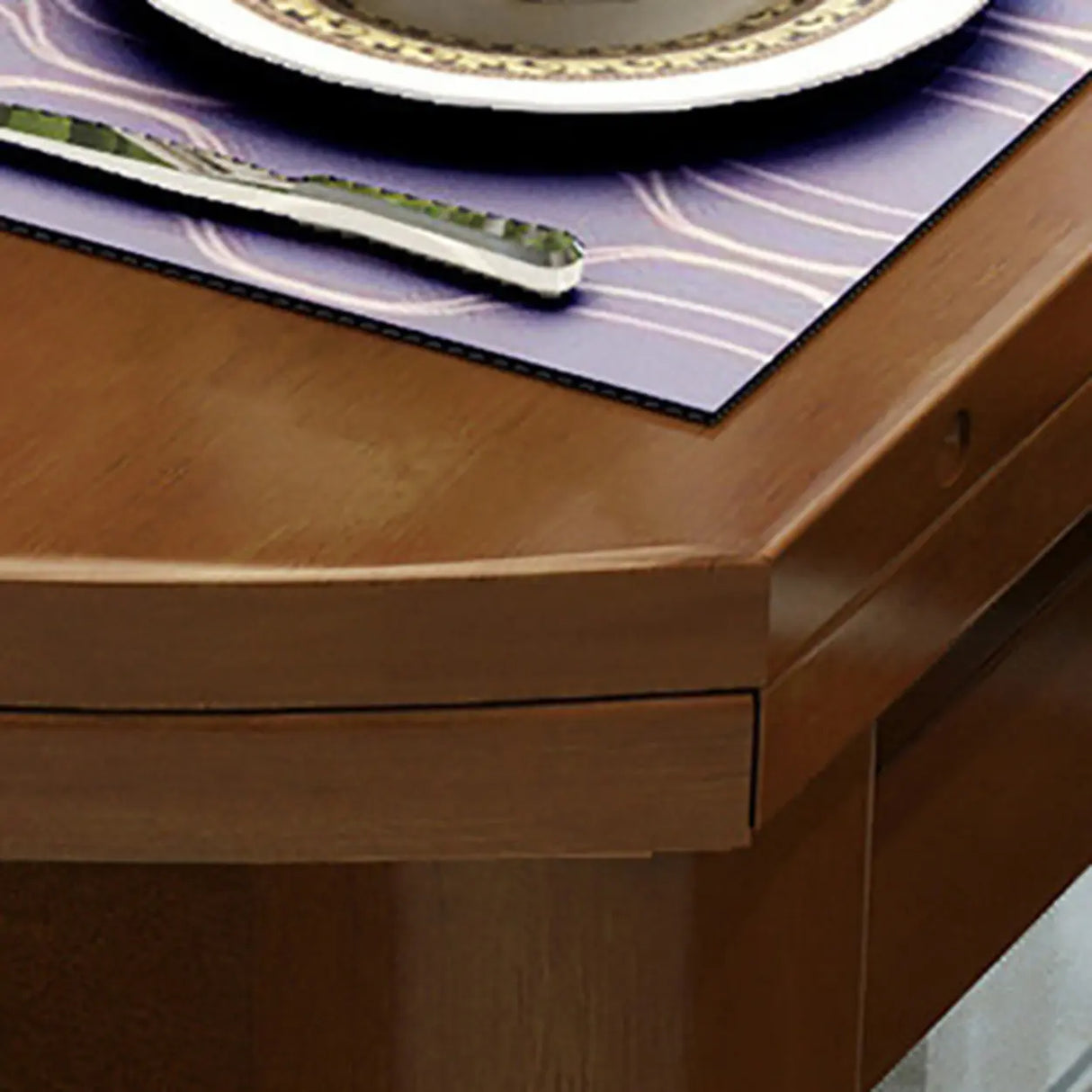 Traditional Round Wood Storing Leaf Extendable Dining Table Image - 7