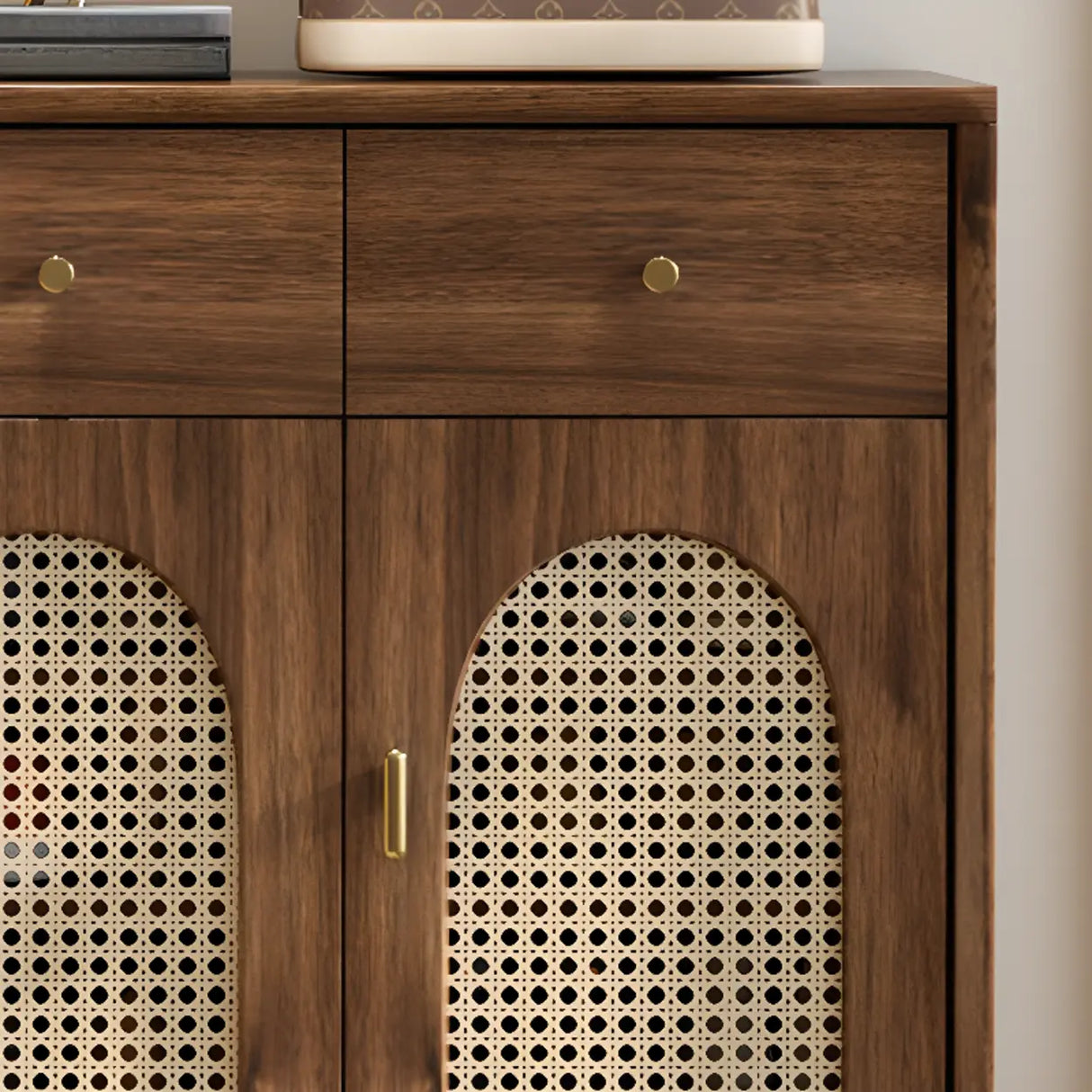 Traditional Rustic Wooden Shoe Cabinet Brown Large Storage Image - 13