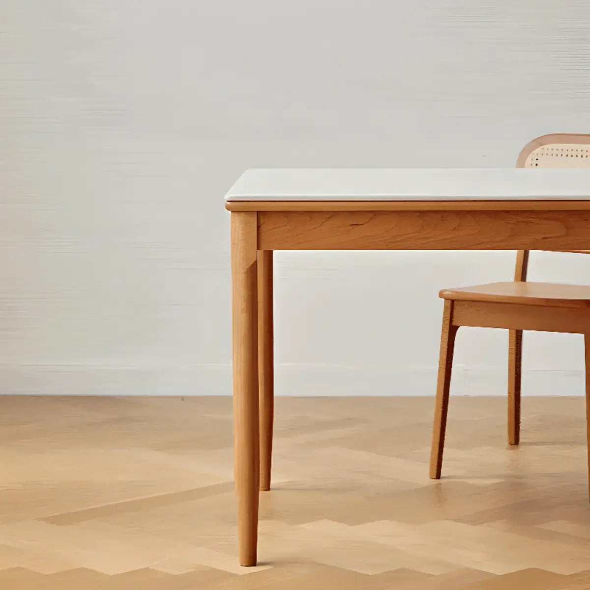 Traditional Simple Rectangle Wood Dining Table White Top Image - 8