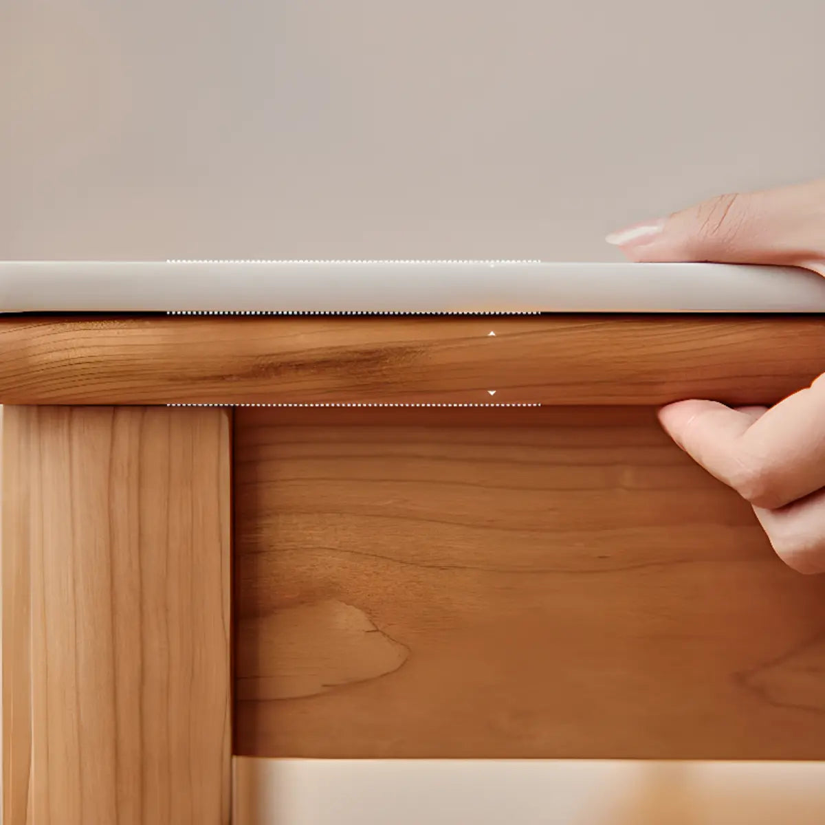 Traditional Simple Rectangle Wood Dining Table White Top Image - 9