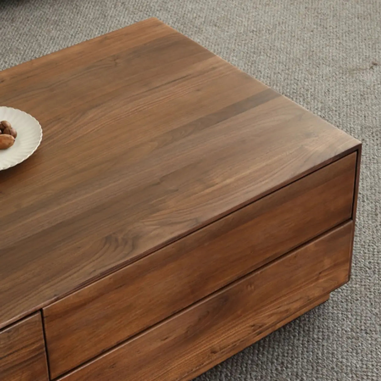 Traditional Solid Walnut Wood Rectangular Coffee Table Image - 5