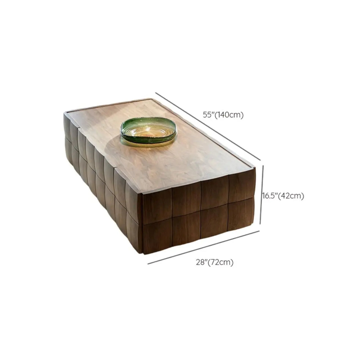 Traditional Solid Wood Walnut Rectangular Coffee Table