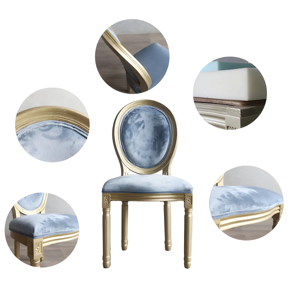 Traditional Velvet King Louis Back Dining Side Chair Image - 17