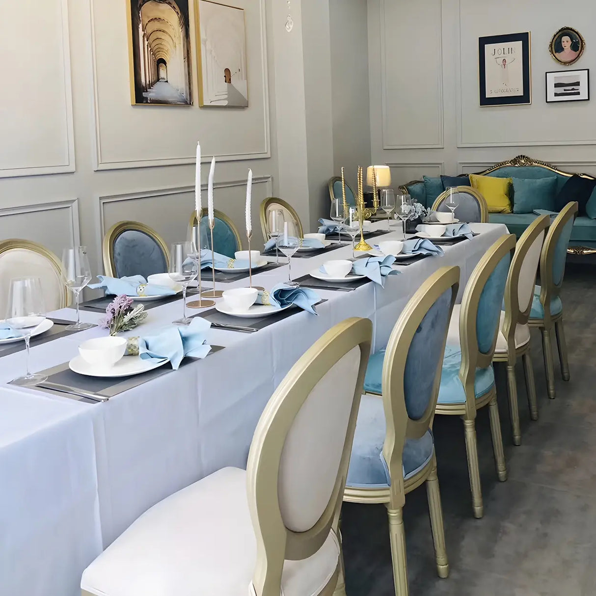 Traditional Velvet King Louis Back Dining Side Chair Image - 24