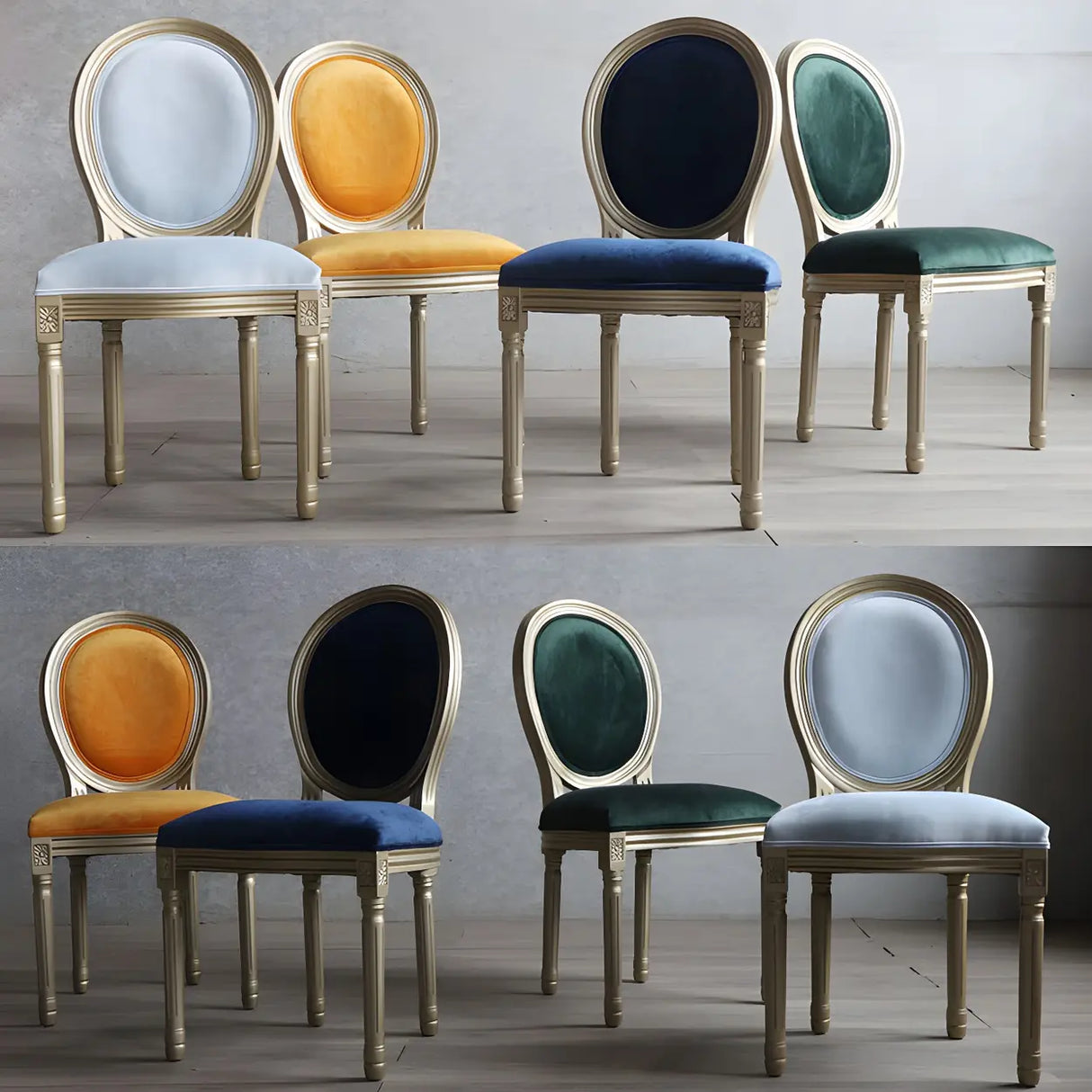 Traditional Velvet King Louis Back Dining Side Chair Image - 6