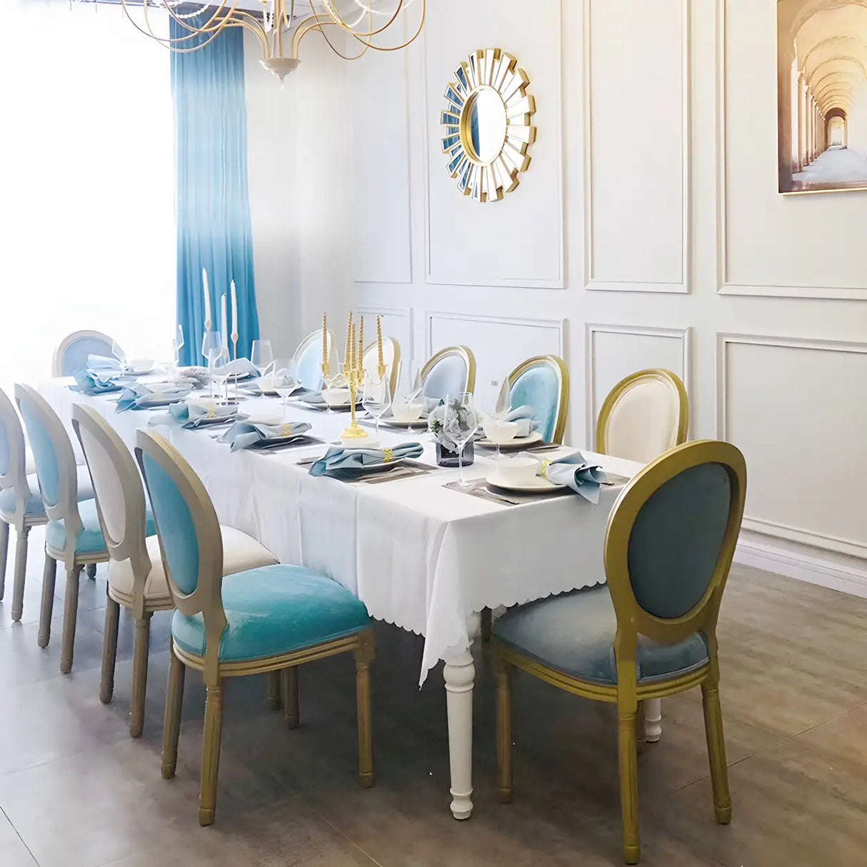 Traditional Velvet King Louis Back Dining Side Chair Image - 8