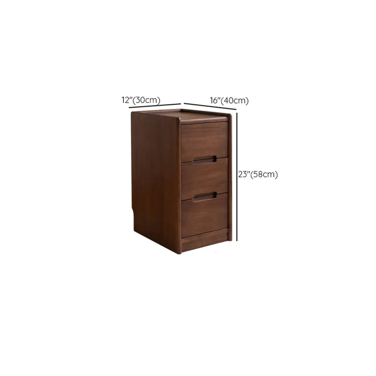 Traditional Walnut Slim Wood Nightstand with Drawers Image - 19