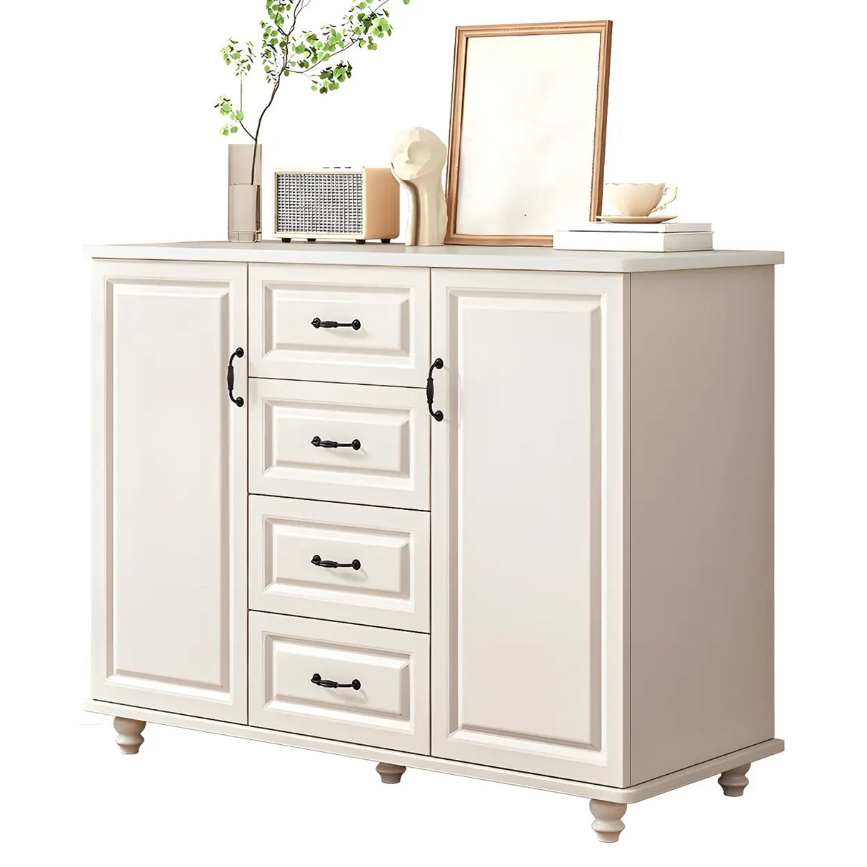 Traditional Walnut Wood Dresser Chest with Drawers Image - 9