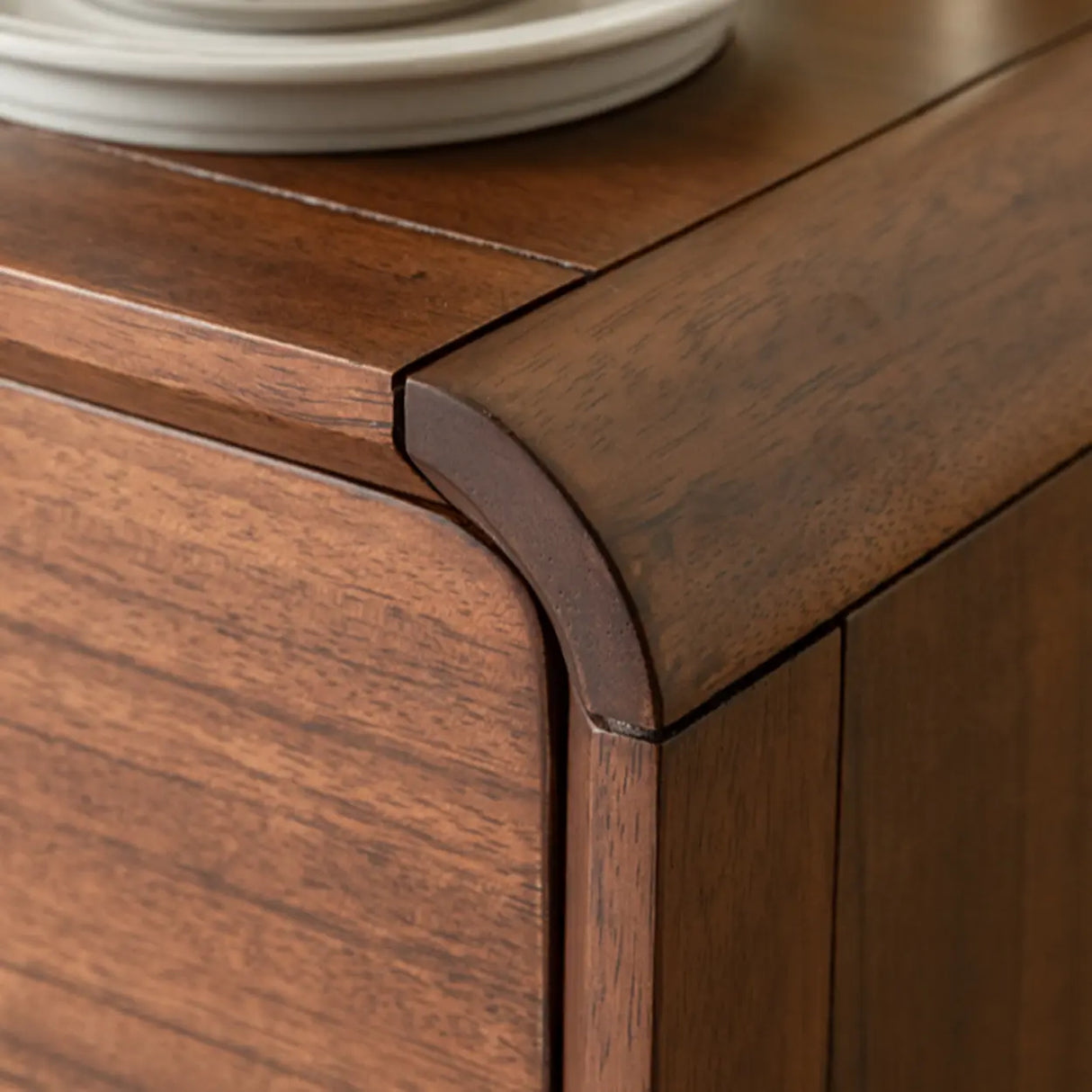 Traditional Walnut Wood Leg Narrow Nightstand with Drawers Image - 12