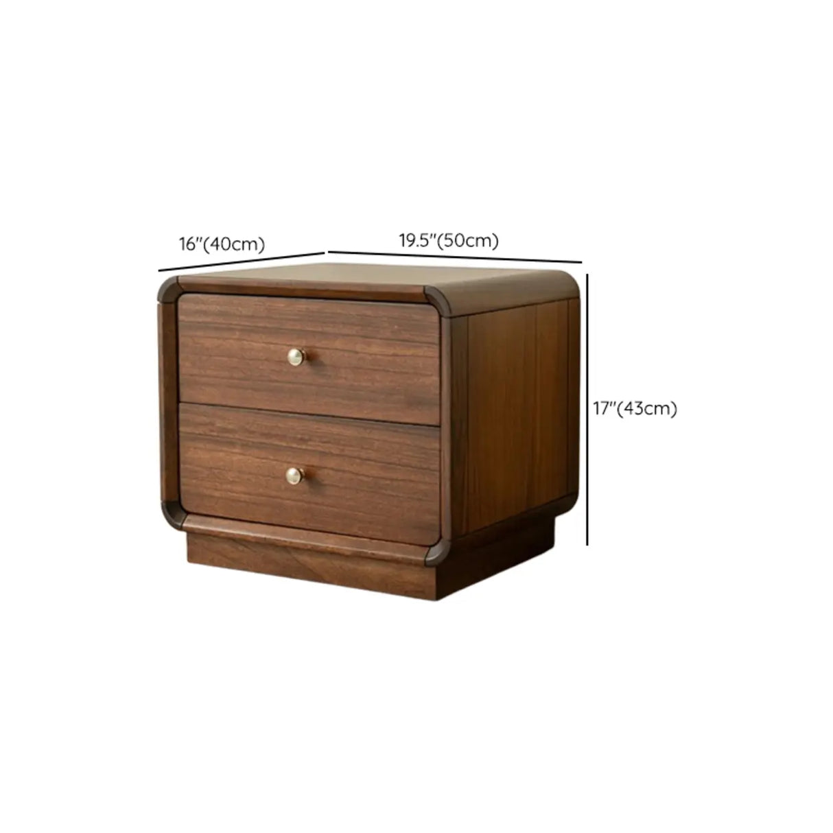 Traditional Walnut Wood Leg Narrow Nightstand with Drawers
