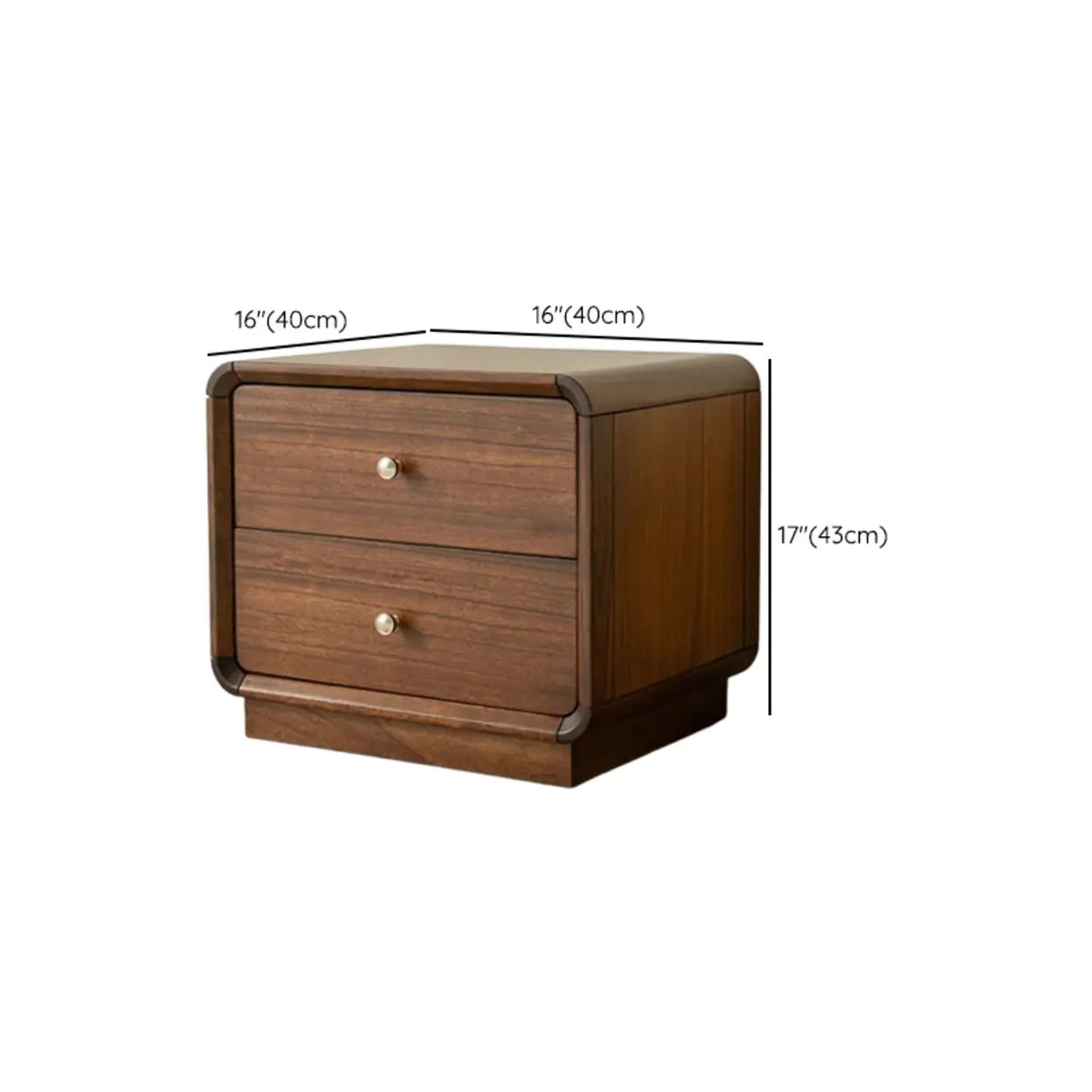 Traditional Walnut Wood Leg Narrow Nightstand with Drawers Image - 16
