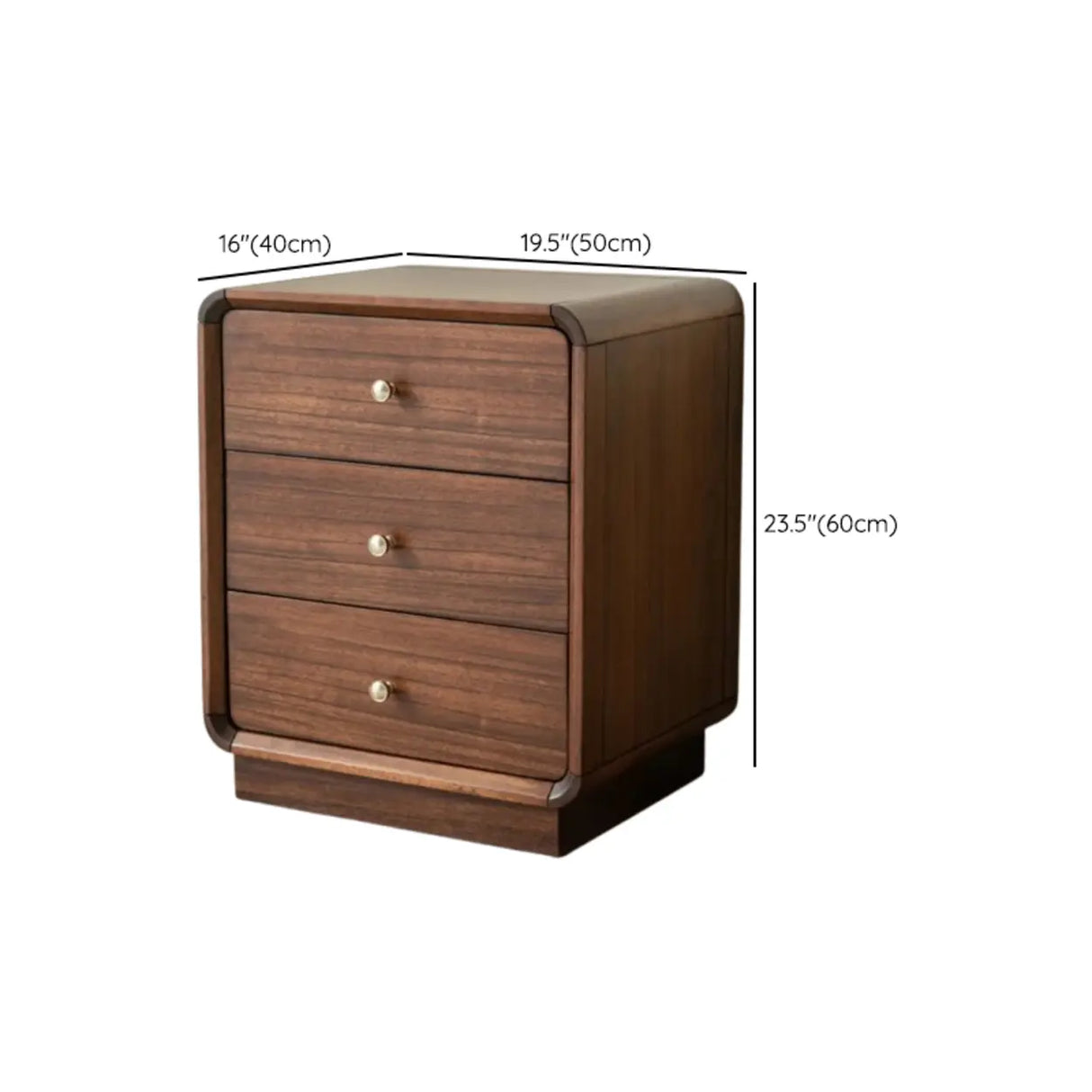 Traditional Walnut Wood Leg Narrow Nightstand with Drawers Image - 17