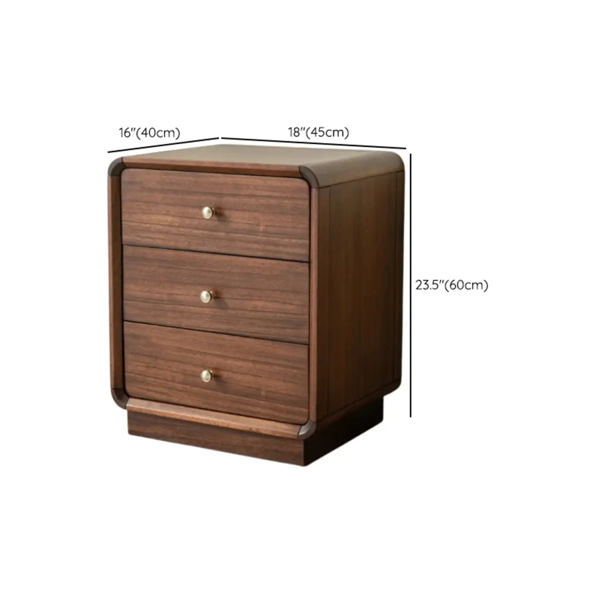 Traditional Walnut Wood Leg Narrow Nightstand with Drawers Image - 18