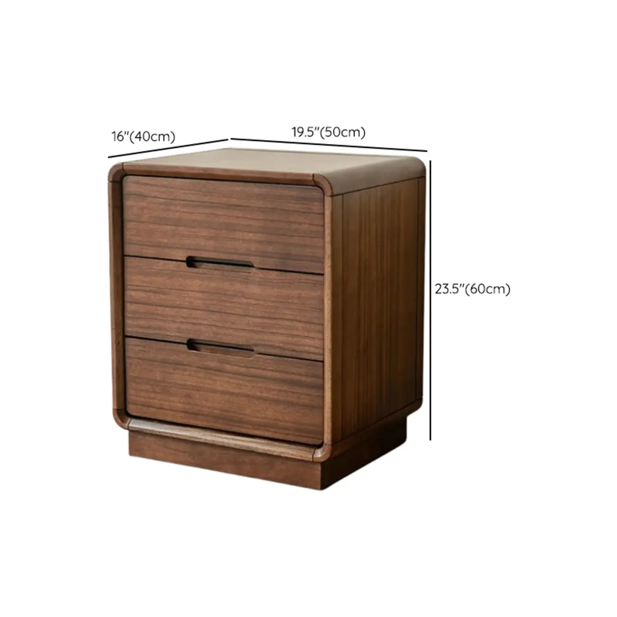 Traditional Walnut Wood Leg Narrow Nightstand with Drawers Image - 20