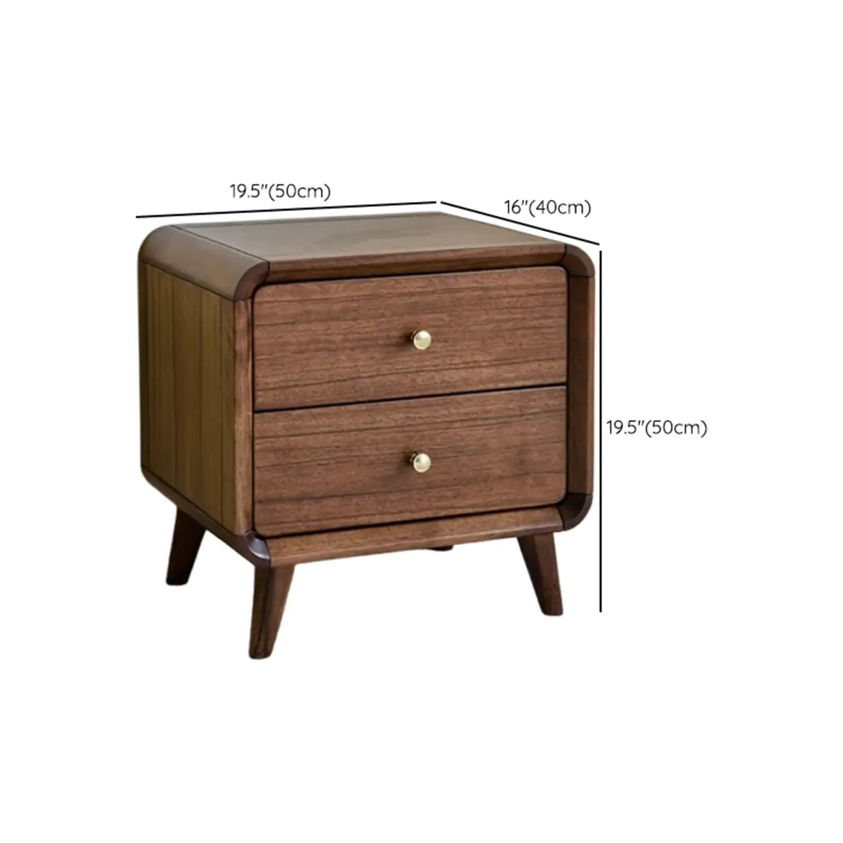 Traditional Walnut Wood Leg Narrow Nightstand with Drawers Image - 26