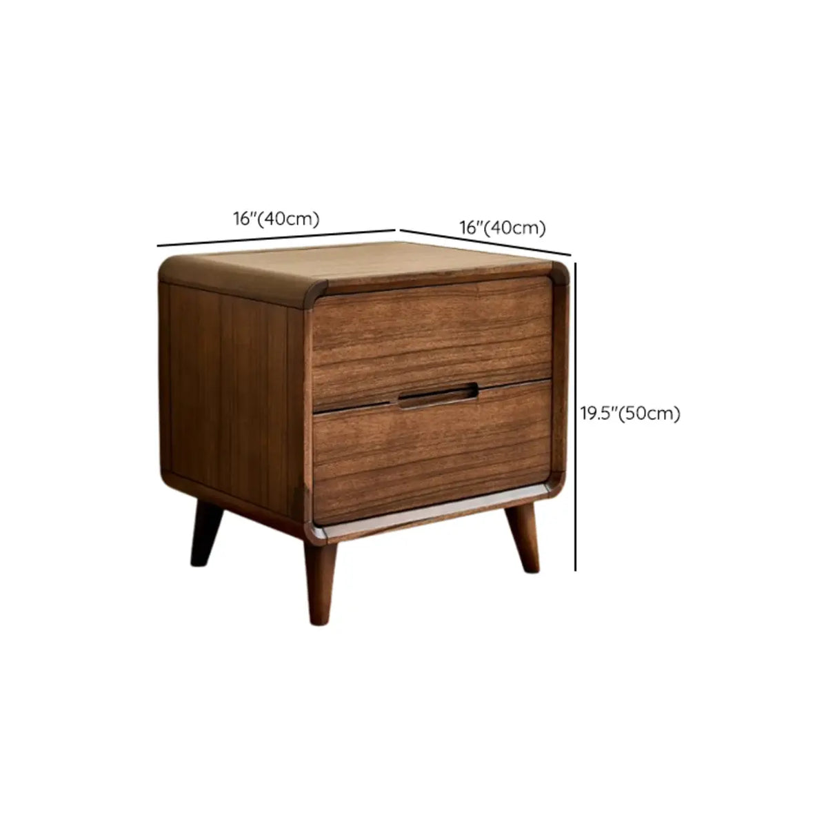 Traditional Walnut Wood Leg Narrow Nightstand with Drawers Image - 31