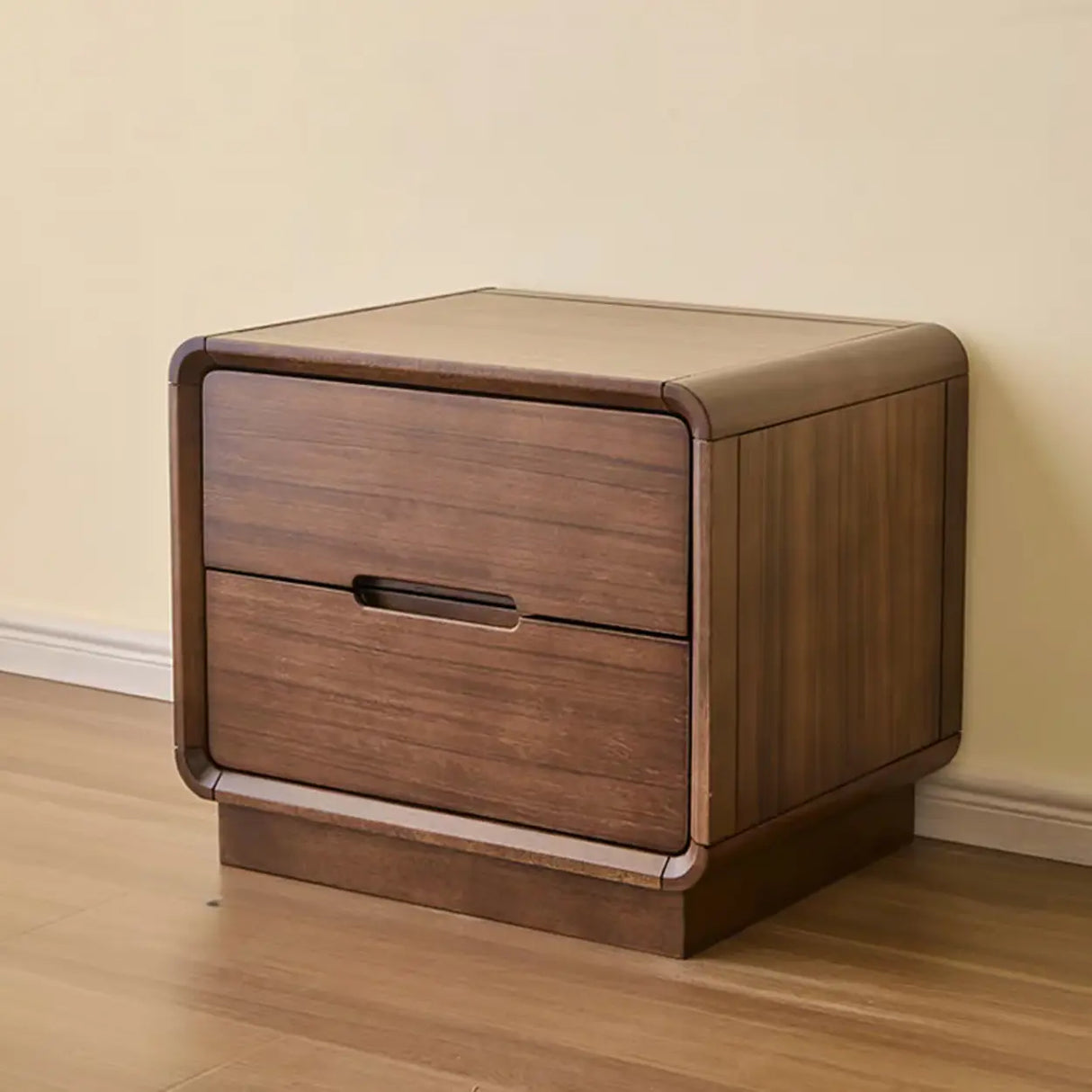 Traditional Walnut Wood Leg Narrow Nightstand with Drawers Image - 9