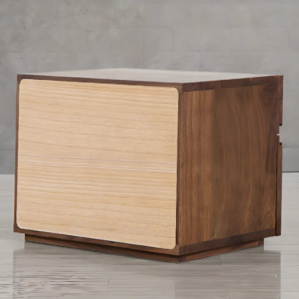 Traditional Walnut Wooden Nightstand with Drawers Image - 4