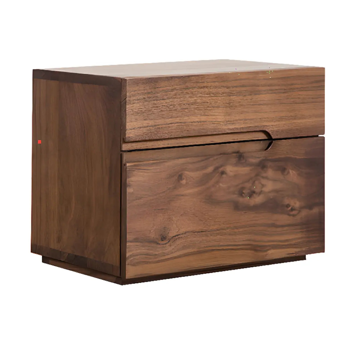 Traditional Walnut Wooden Nightstand with Drawers Image - 5
