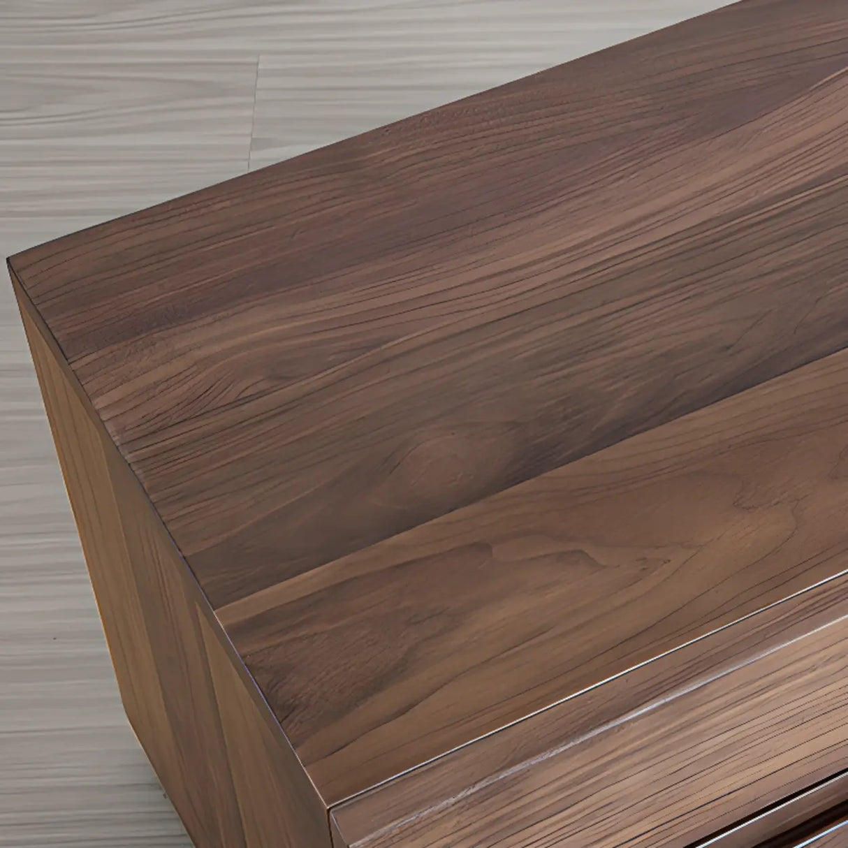 Traditional Walnut Wooden Nightstand with Drawers Image - 9