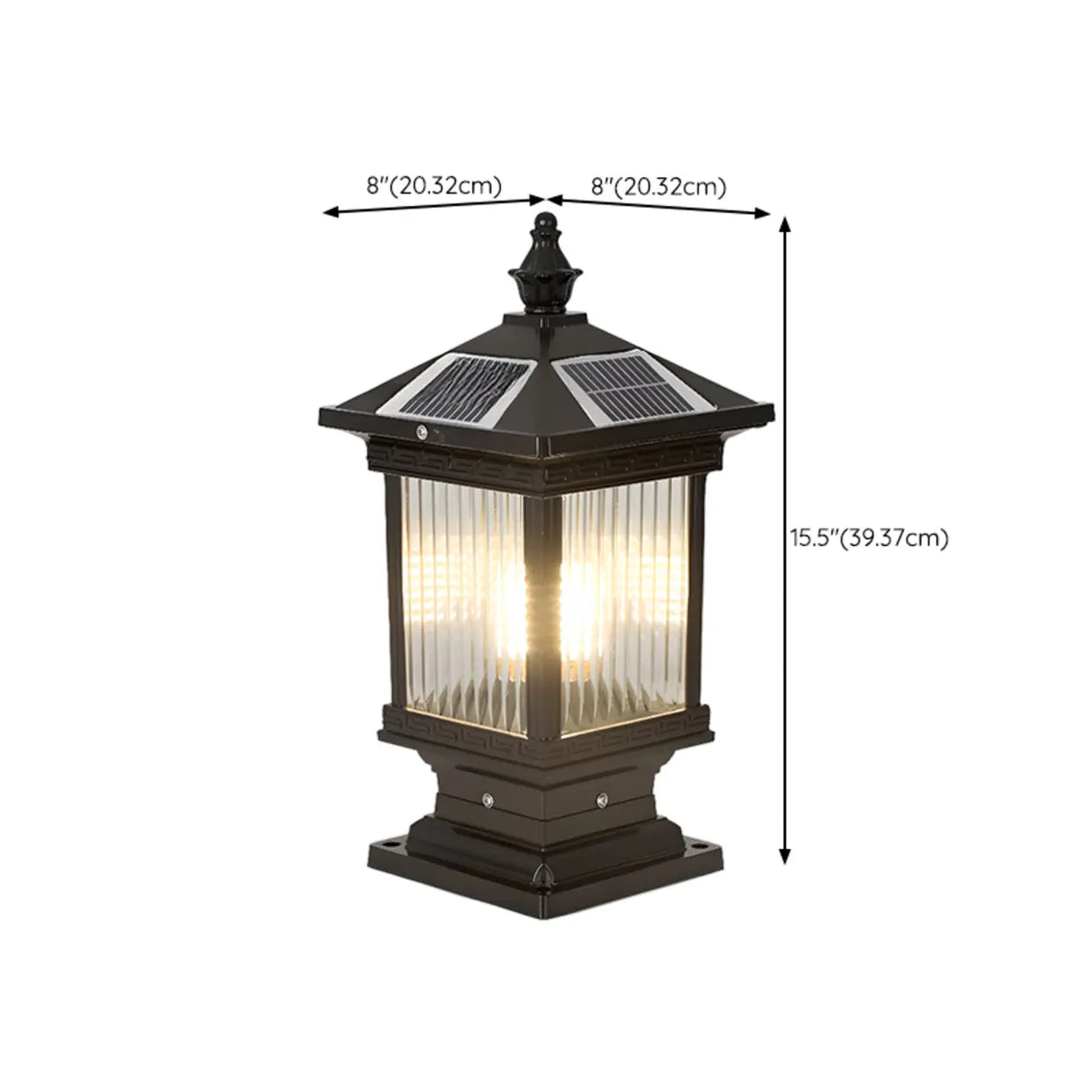 Traditional Waterproof Solar Metal Lantern Pillar Light
