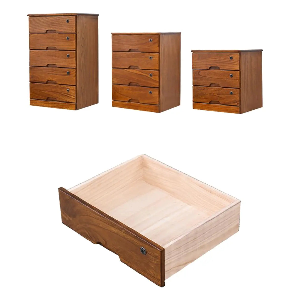 Traditional Wood Compact Brown Filing Cabinet with Drawers Image - 14