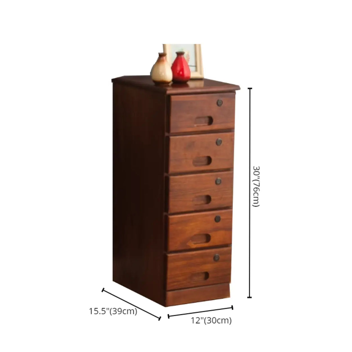 Traditional Wood Compact Brown Filing Cabinet with Drawers Image - 22
