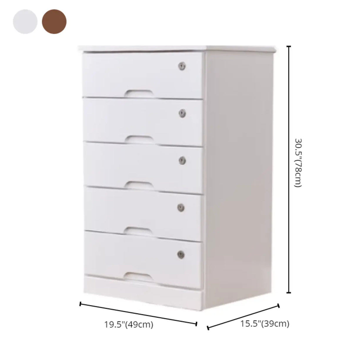 Traditional Wood Compact Brown Filing Cabinet with Drawers Image - 29