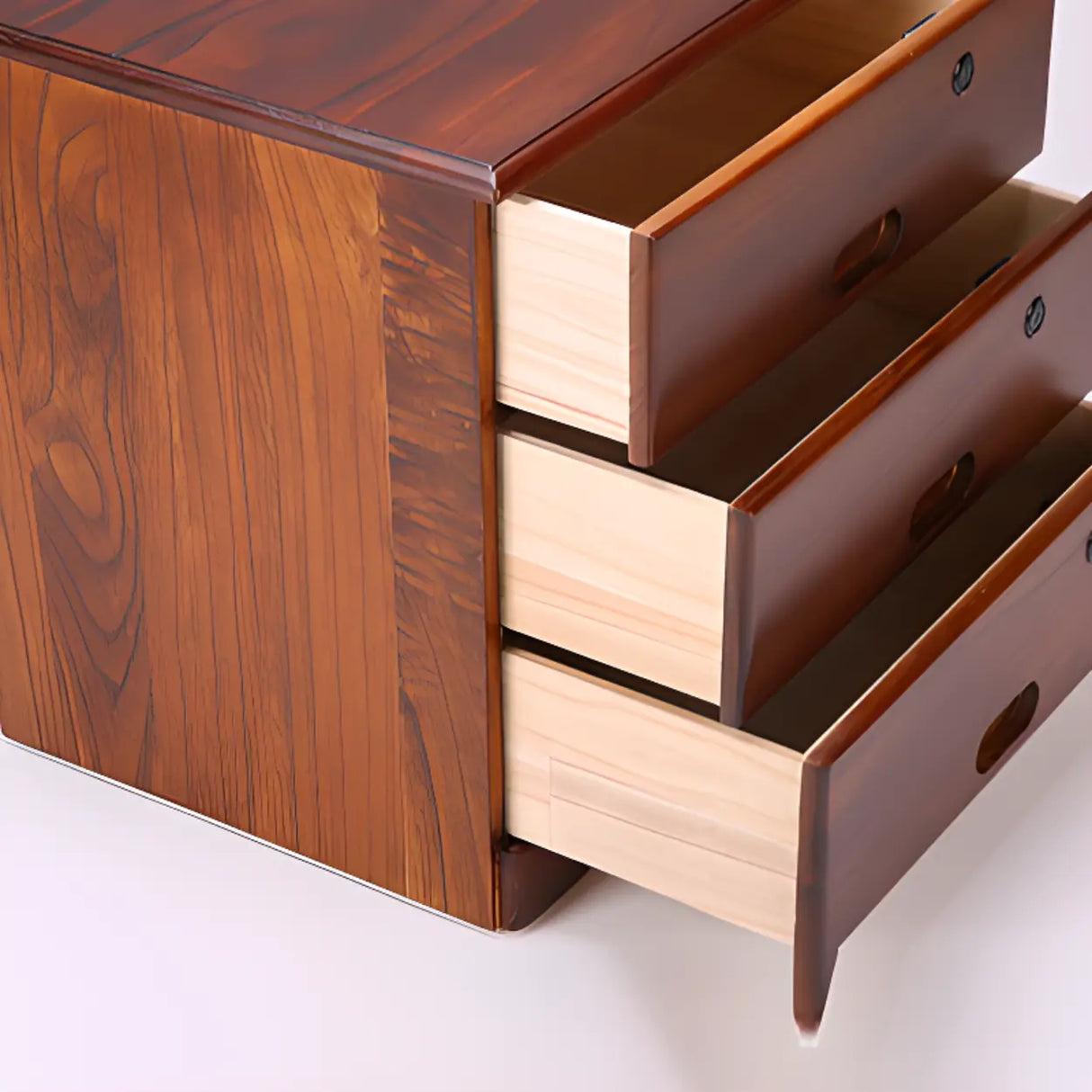 Traditional Wood Compact Brown Filing Cabinet with Drawers Image - 4