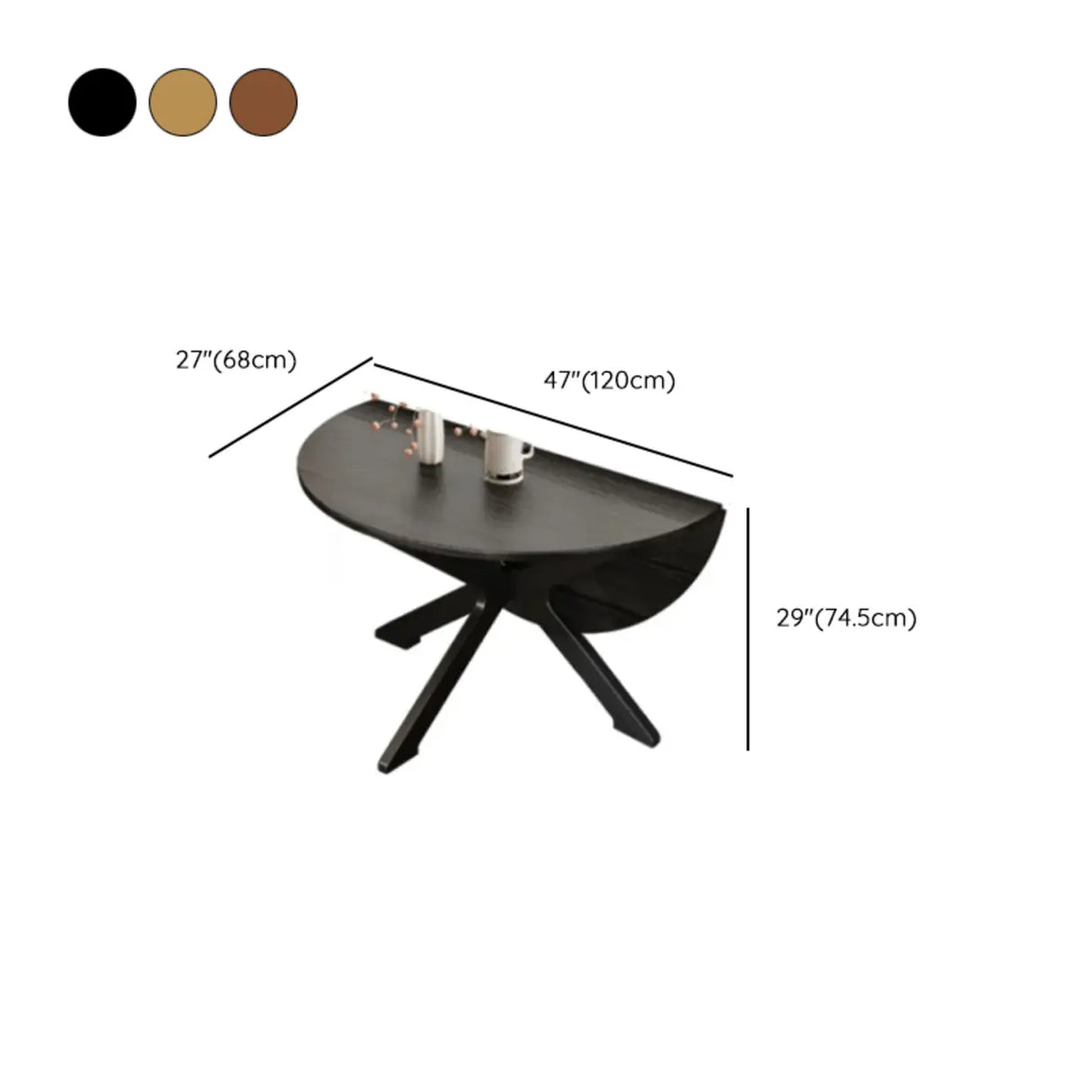 Traditional Wood Round Drop Leaf Foldable Dining Table Image - 11