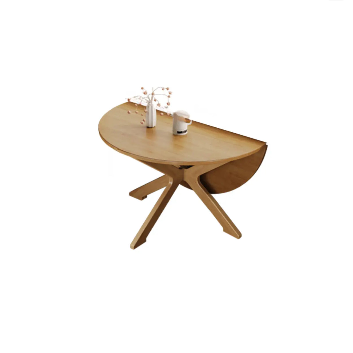 Traditional Wood Round Drop Leaf Foldable Dining Table Image - 3