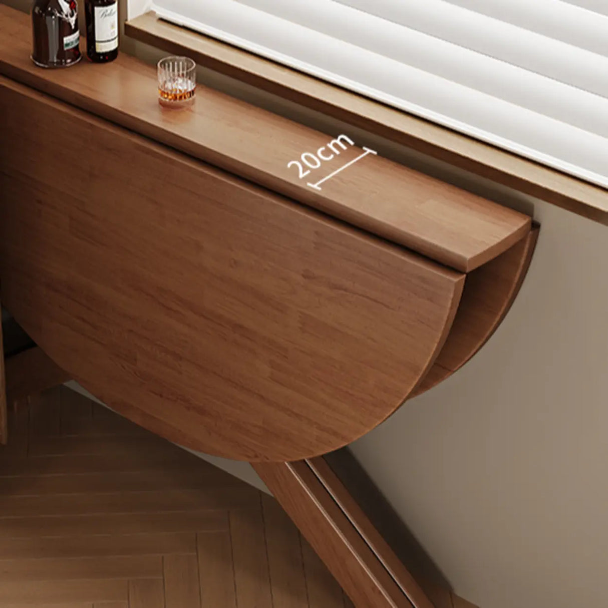 Traditional Wood Round Drop Leaf Foldable Dining Table Image - 4