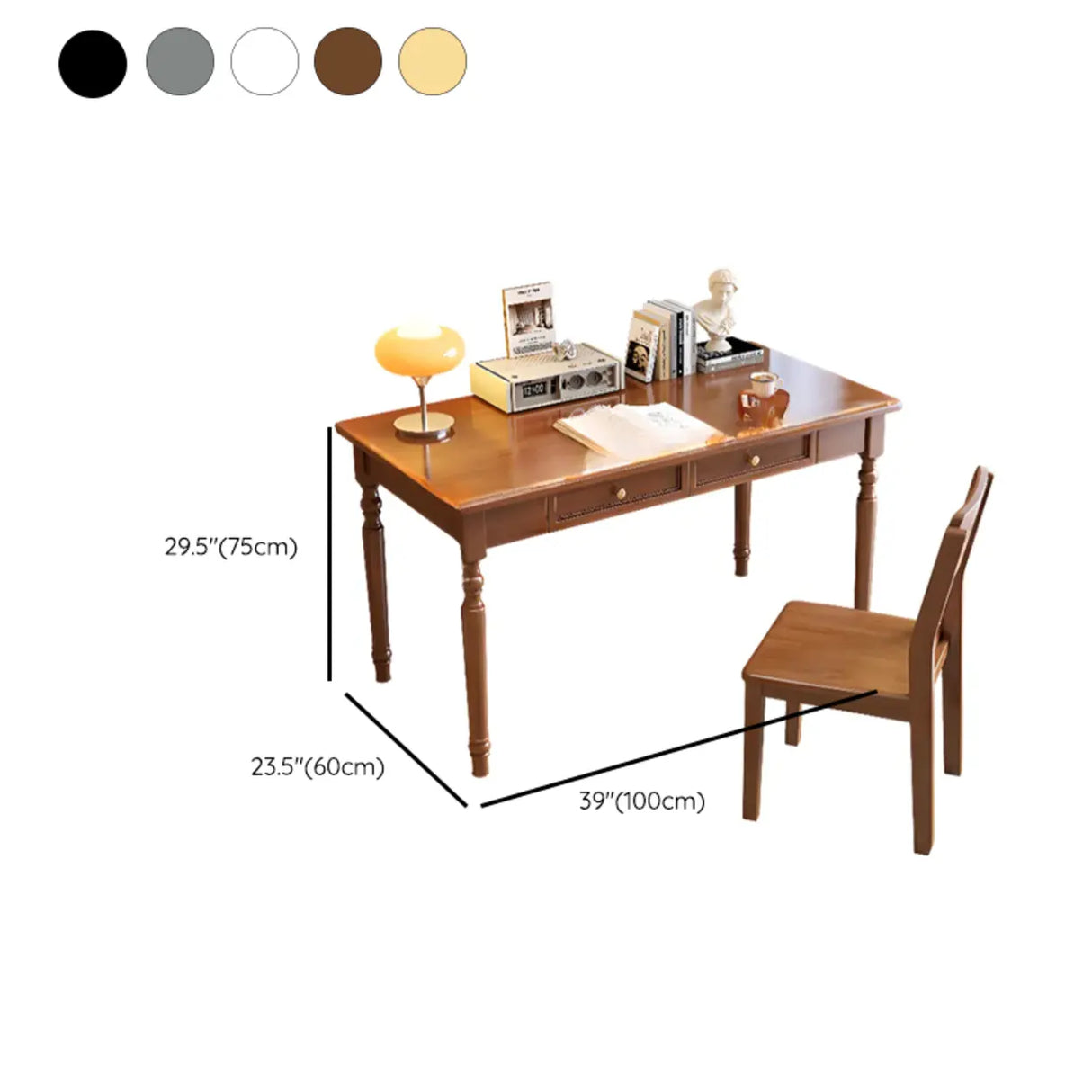 Traditional Wooden Drawers Rectangular Writing Desk