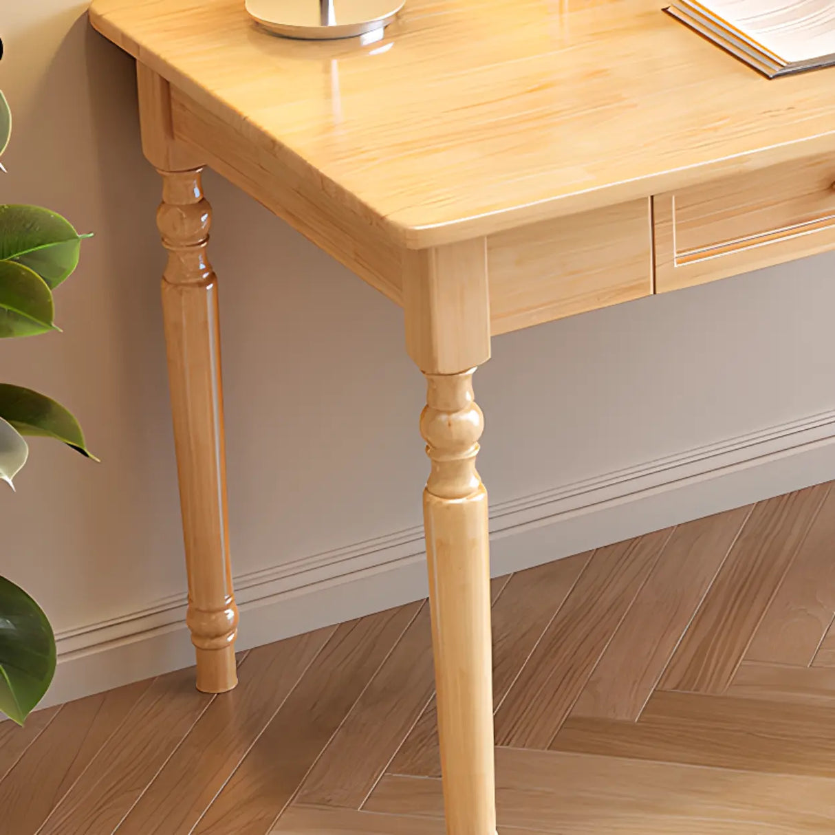 Traditional Wooden Drawers Rectangular Writing Desk Image - 2