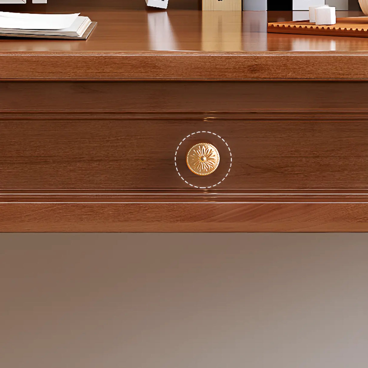 Traditional Wooden Drawers Rectangular Writing Desk Image - 4