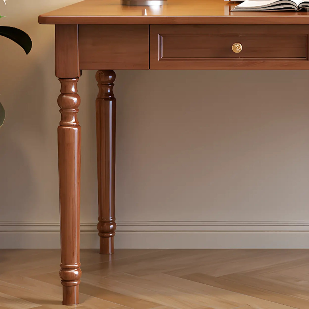 Traditional Wooden Drawers Rectangular Writing Desk Image - 5