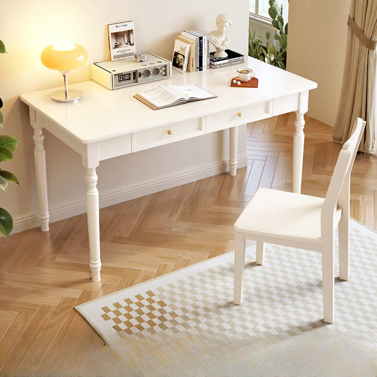 Traditional Wooden Drawers Rectangular Writing Desk Image - 9