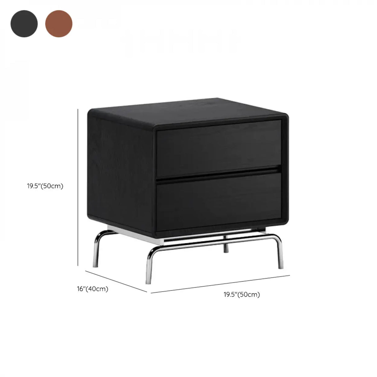 Traditional Wooden Nightstand with Drawers and Metal Legs