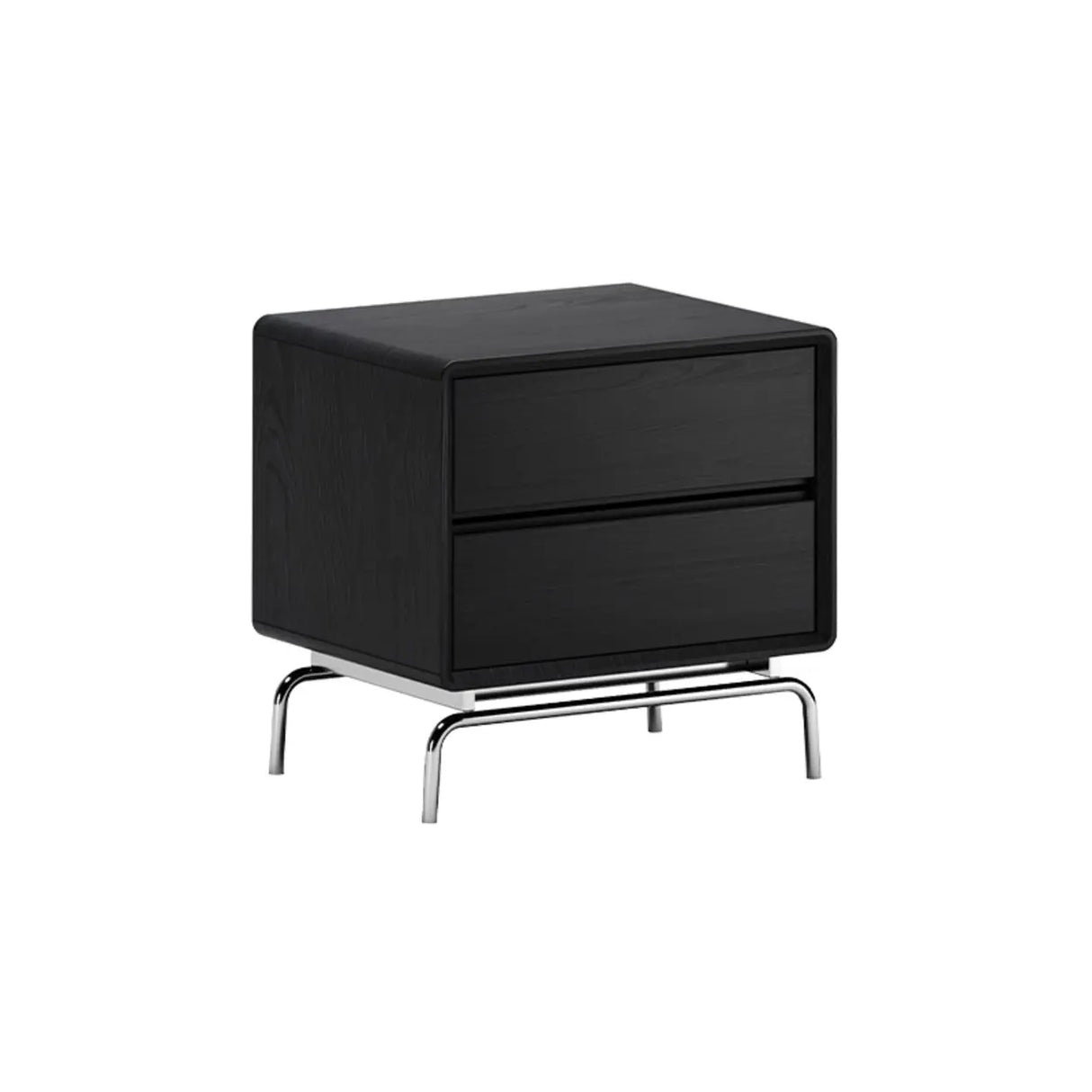 Traditional Wooden Nightstand with Drawers and Metal Legs Image - 3